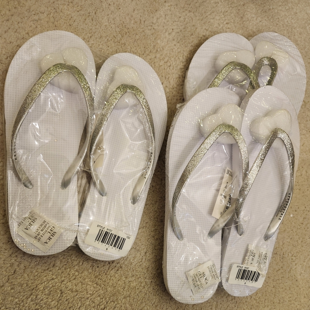NWT AEROPOSTALE white flip flops -Bride, Bridal Shower, Bachelorette